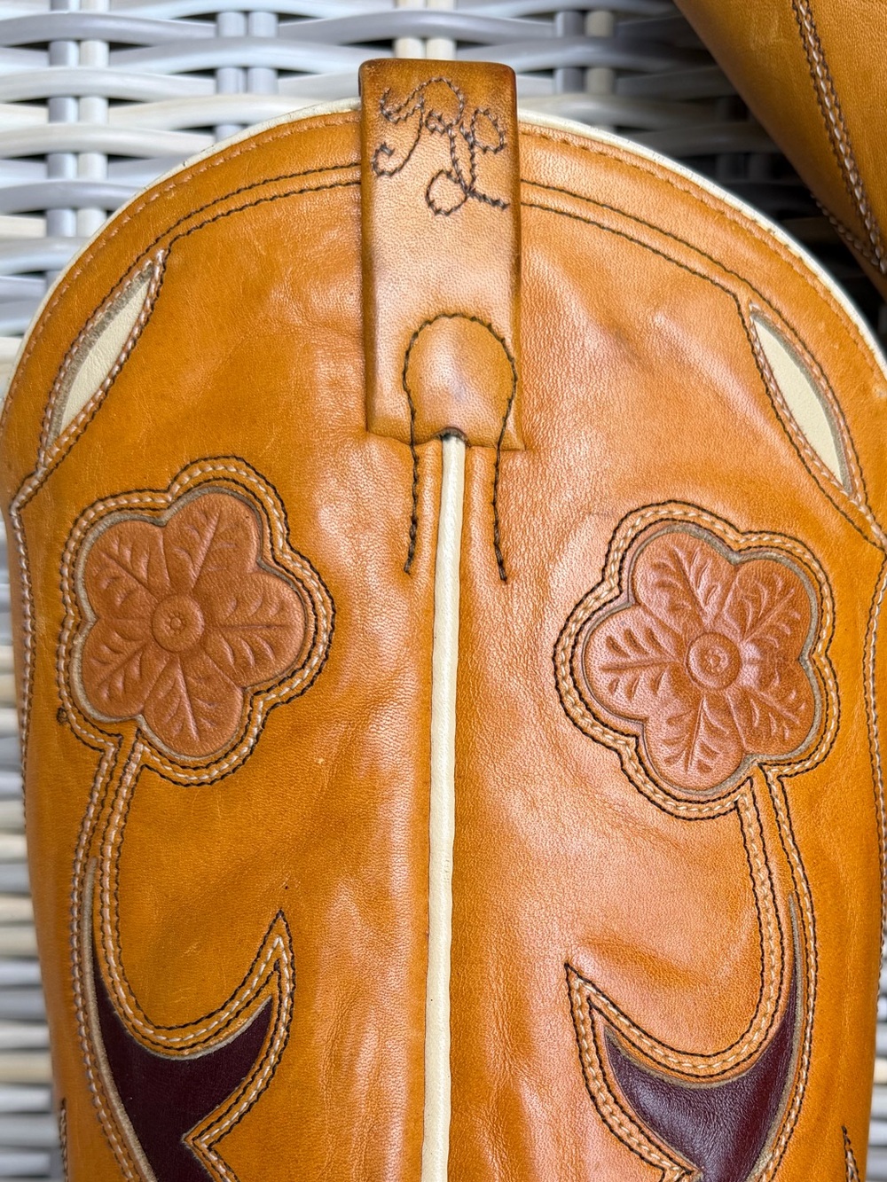 Vintage Ralph Lauren Cowboy Western Boots 7.5 8 Tooled 70s Rodeo Queen - Picture 2 of 16
